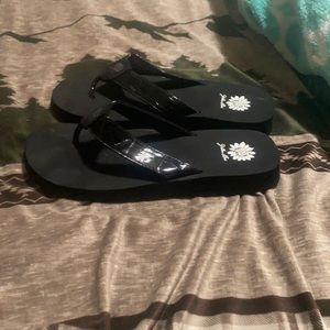 Yellow box flip flops